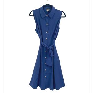 Anne Klein Dress with Pockets, Size 10, Button Down, Sleeveless, Navy Blue, Midi